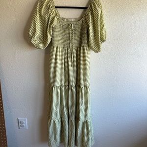 Sunday Gingham Puff Sleeve Midi Dress